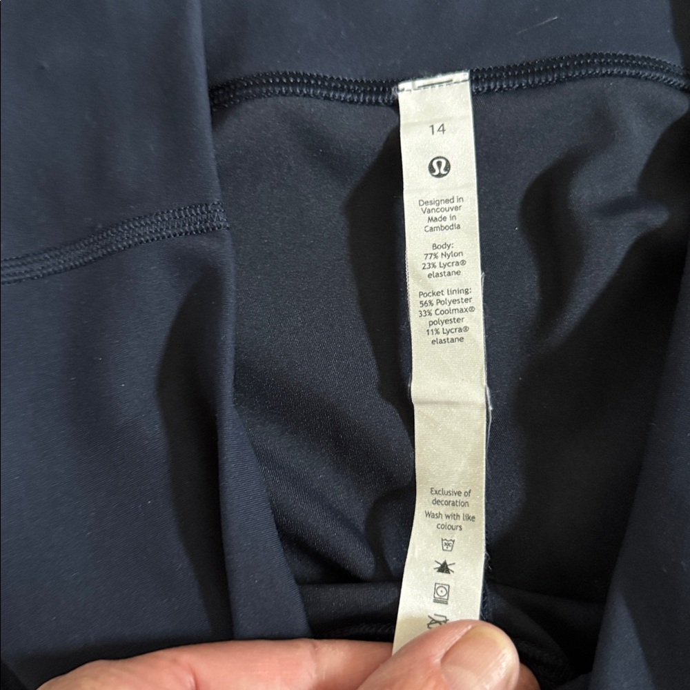 Lululemon Wunder Train High Rise Crop Leggings Size 14 True Navy - Picture 3 of 5